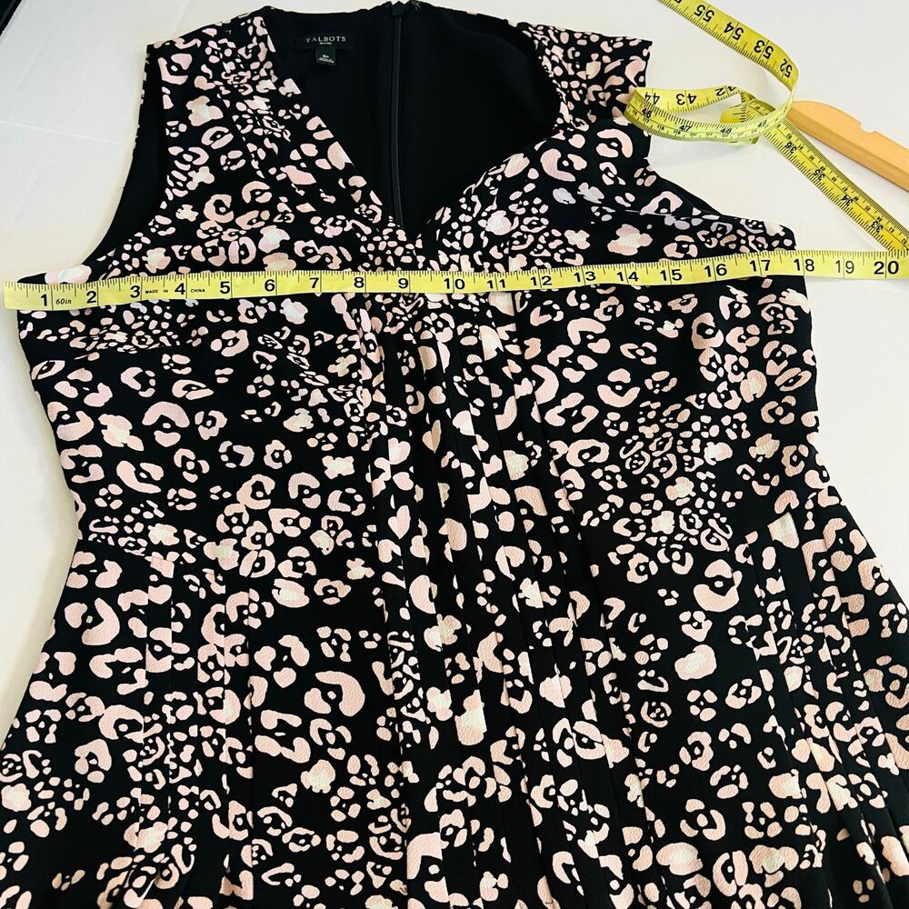 Talbots Cheetah Printed Sleeveless Sheath Dress Size 8 Petite Black Ivory - Picture 6 of 8